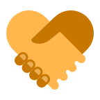 Cartoon handshake in love heart shape