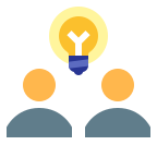 Cartoon people with light bulb